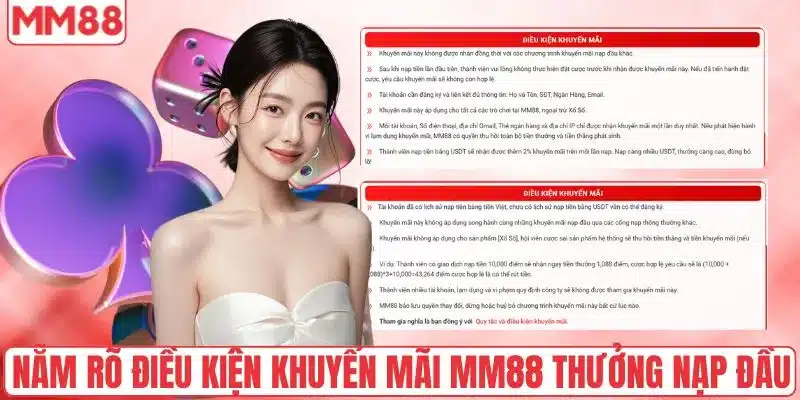 Nắm rõ điều kiện khuyến mãi MM88 tặng thưởng nạp đầu