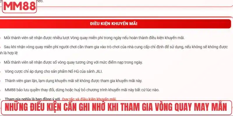 Những điều kiện cần ghi nhớ khi tham gia vòng quay may mắn